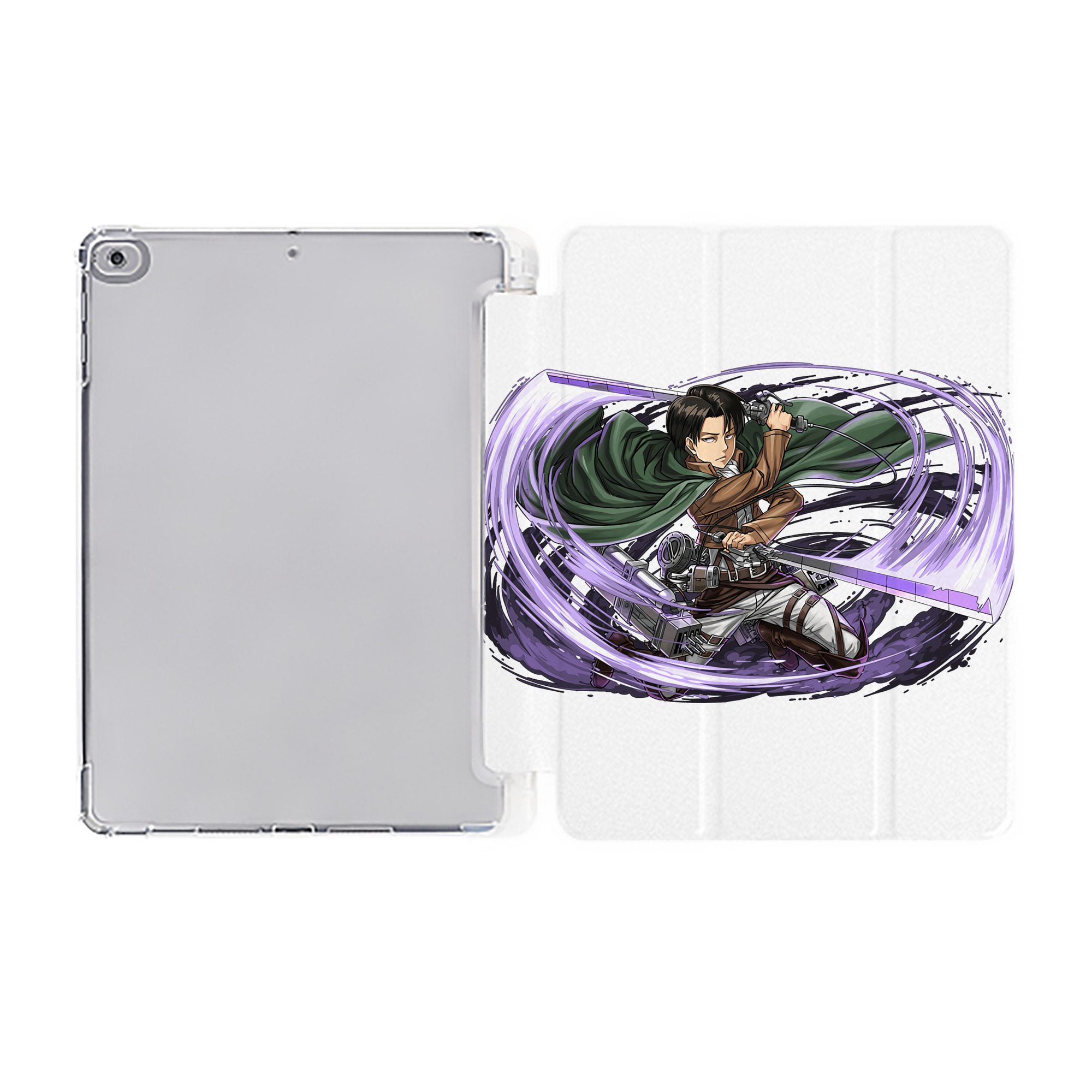 （画像用） 進撃の巨人 リヴァイ·アッカーマン Attack on Titan Levi Ackerman IPad ケース ペン収納付き 三つ折りスタンド PUレザー×シリコン 対応機種9.5/10.5/10.9インチ
